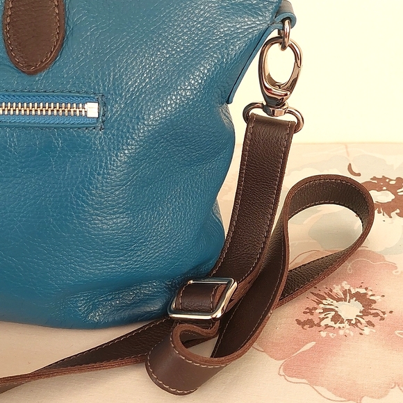 Roots small blue leather stachel / crossbody bag - Picture 12 of 15